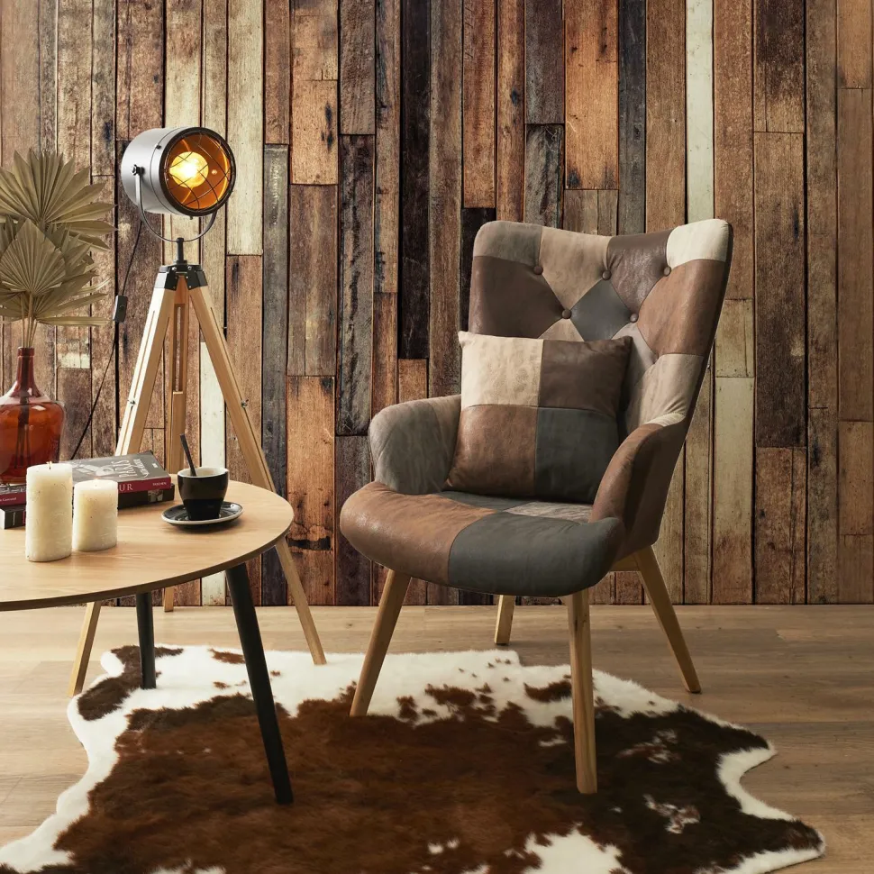 Fotel uszak Helsinki brązowy patchwork