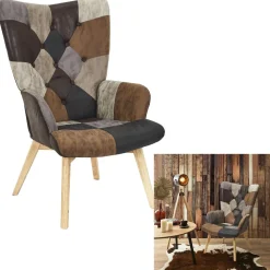 Fotel uszak Helsinki brązowy patchwork