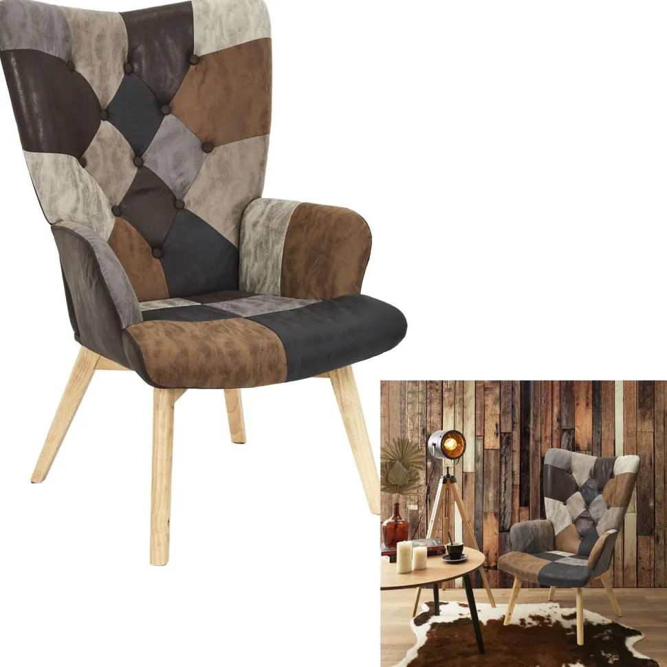 Fotel uszak Helsinki brązowy patchwork