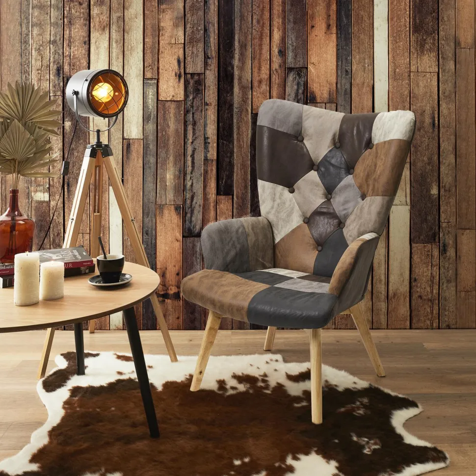 Fotel uszak Helsinki brązowy patchwork