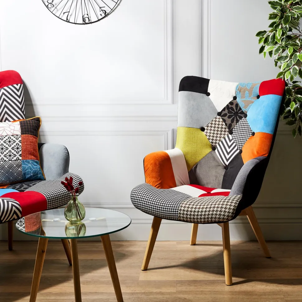 Fotel uszak Helsinki multikolor patchwork