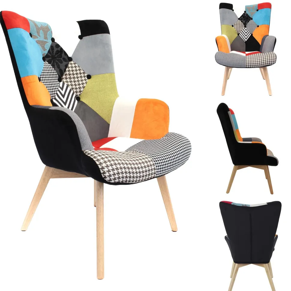 Fotel uszak Helsinki multikolor patchwork