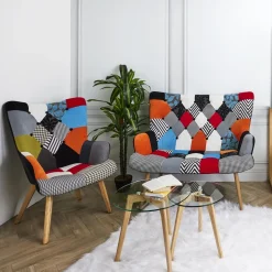 Fotel uszak Helsinki multikolor patchwork