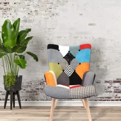 Fotel uszak Helsinki multikolor patchwork