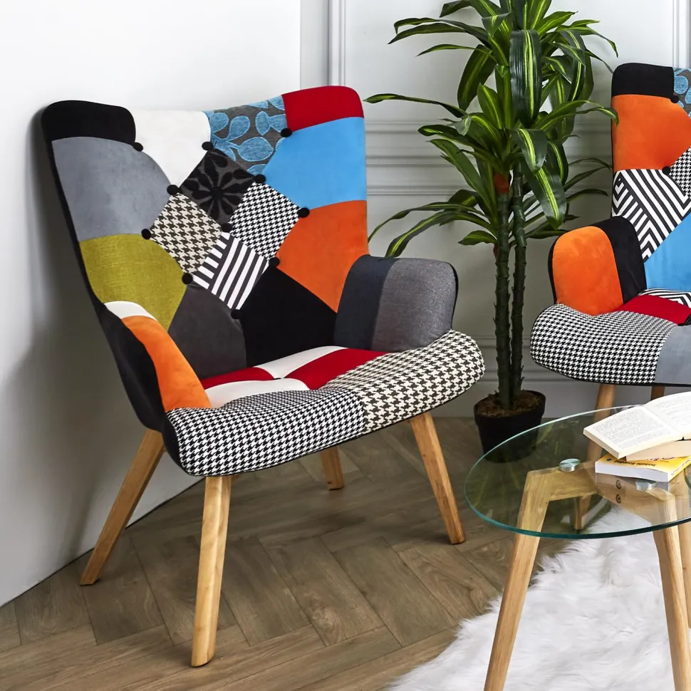 Fotel uszak Helsinki multikolor patchwork