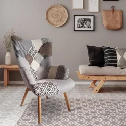 Fotel uszak Helsinki szary patchwork