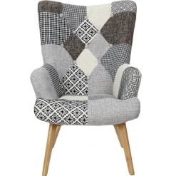 Fotel uszak Helsinki szary patchwork