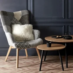 Fotel uszak Helsinki szary patchwork