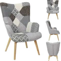 Fotel uszak Helsinki szary patchwork