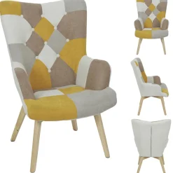 Fotel uszak Helsinki żółty patchwork