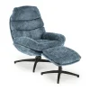 Fotel wypoczynkowy Beltine z podnóżkiem   niebieski