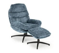 Fotel wypoczynkowy Beltine z podnóżkiem   niebieski
