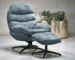 Fotel wypoczynkowy Beltine z podnóżkiem   niebieski