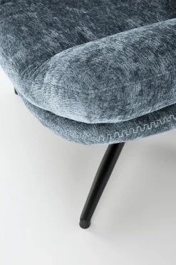 Fotel wypoczynkowy Beltine z podnóżkiem   niebieski