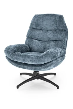 Fotel wypoczynkowy Beltine z podnóżkiem   niebieski