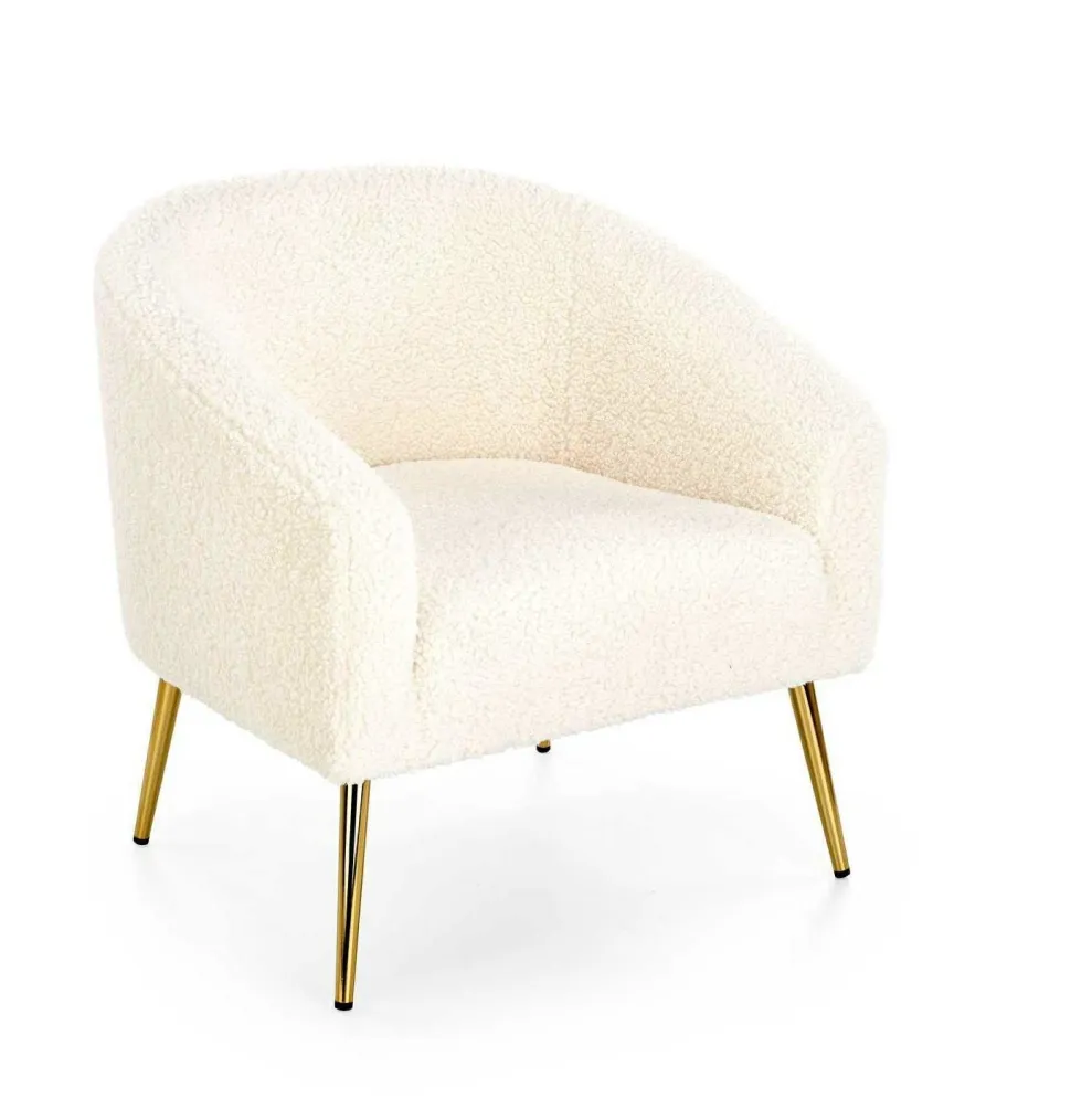 Fotel wypoczynkowy Eder kremowy/ złoty