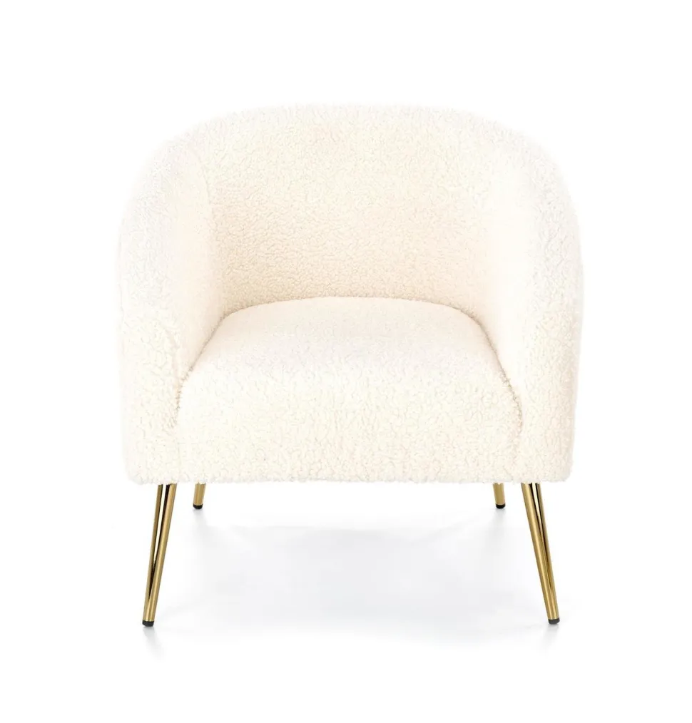 Fotel wypoczynkowy Eder kremowy/ złoty