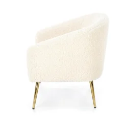 Fotel wypoczynkowy Eder kremowy/ złoty