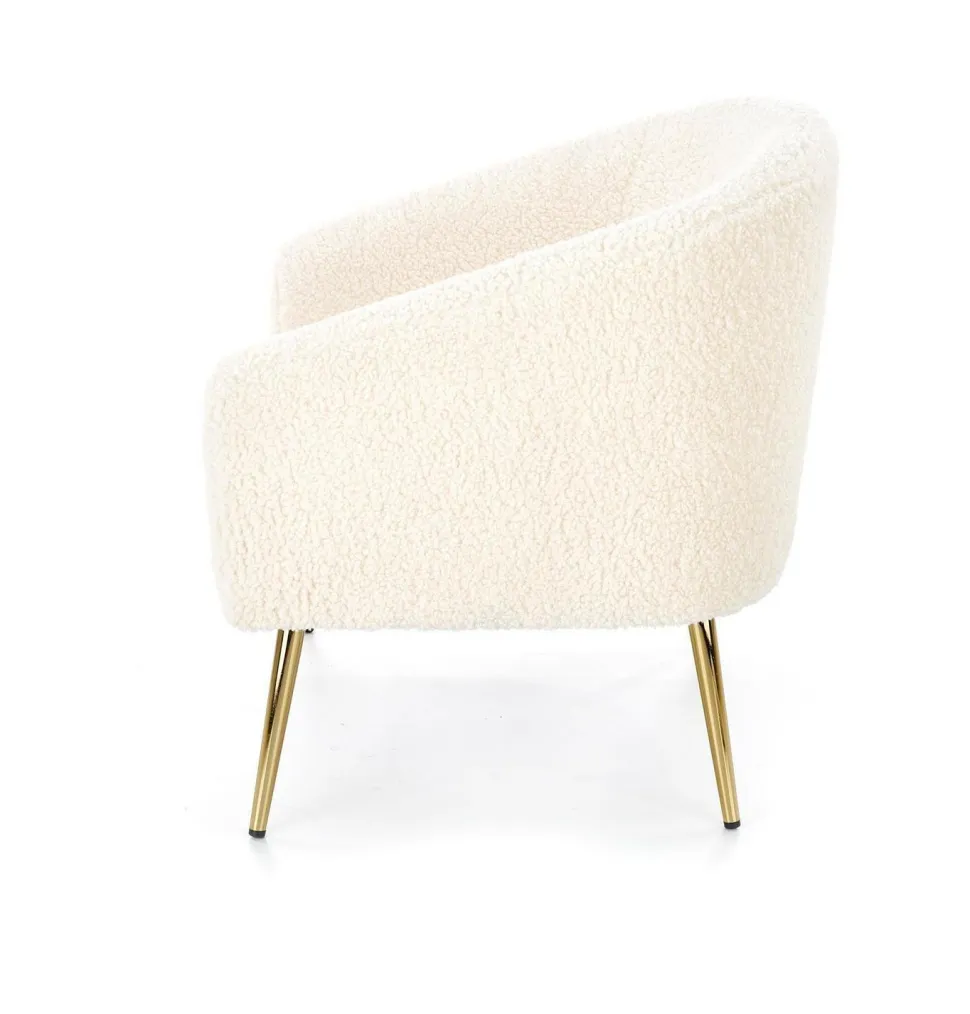 Fotel wypoczynkowy Eder kremowy/ złoty