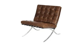 Fotel z podnóżkiem BA1 brąz c. vintage inspirowany Barcelona