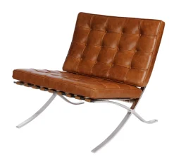 Fotel z podnóżkiem BA1 brąz j. vintage inspirowany Barcelona