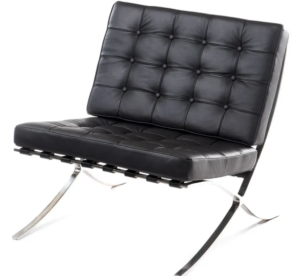 Fotel z podnóżkiem BA1 skóra naturalna inspirowany Barcelona