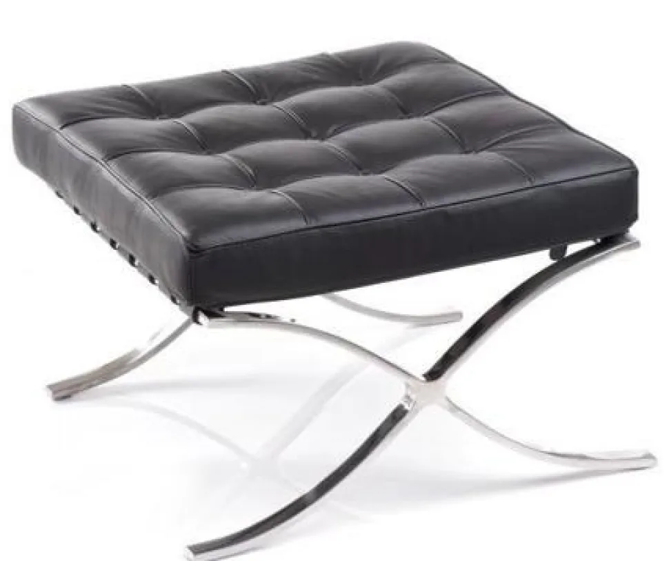 Fotel z podnóżkiem BA1 skóra naturalna inspirowany Barcelona