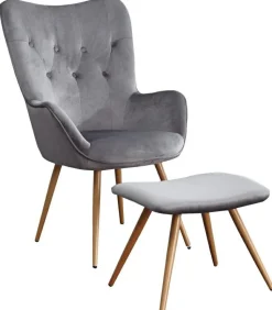 Fotel z podnóżkiem Beyla VIC szary