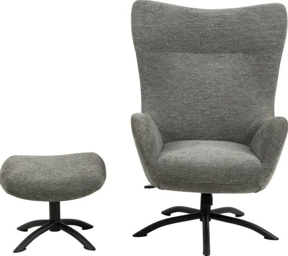 Fotel z podnóżkiem Talgarth szary