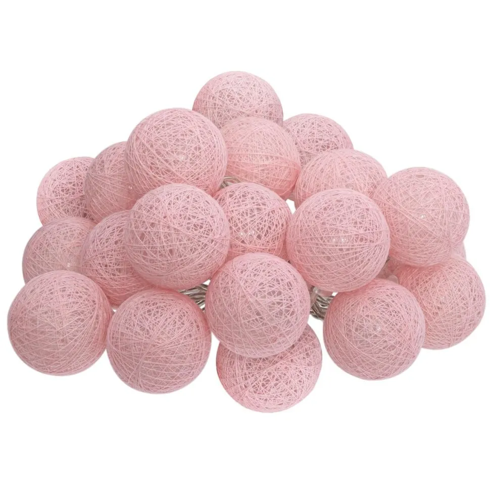 Girlanda cotton balls 20 lampek LED różowa