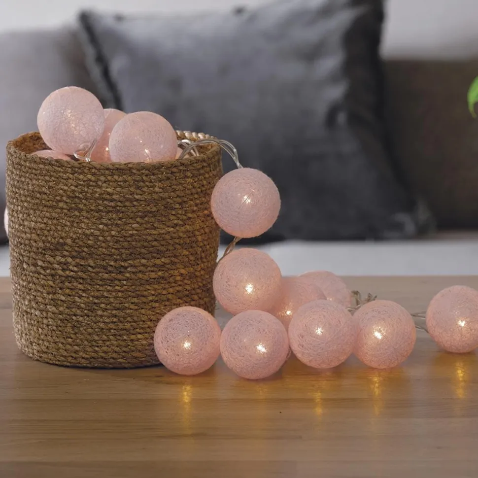 Girlanda cotton balls 20 lampek LED różowa