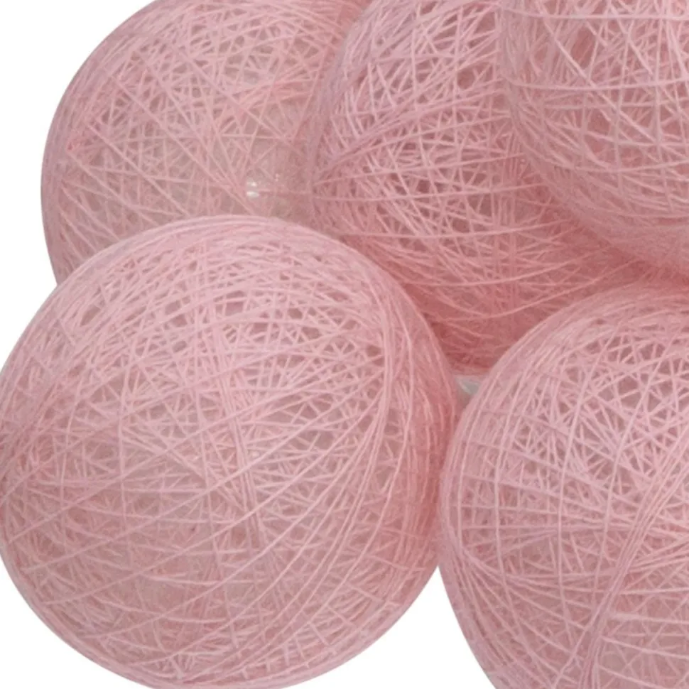 Girlanda cotton balls 20 lampek LED różowa