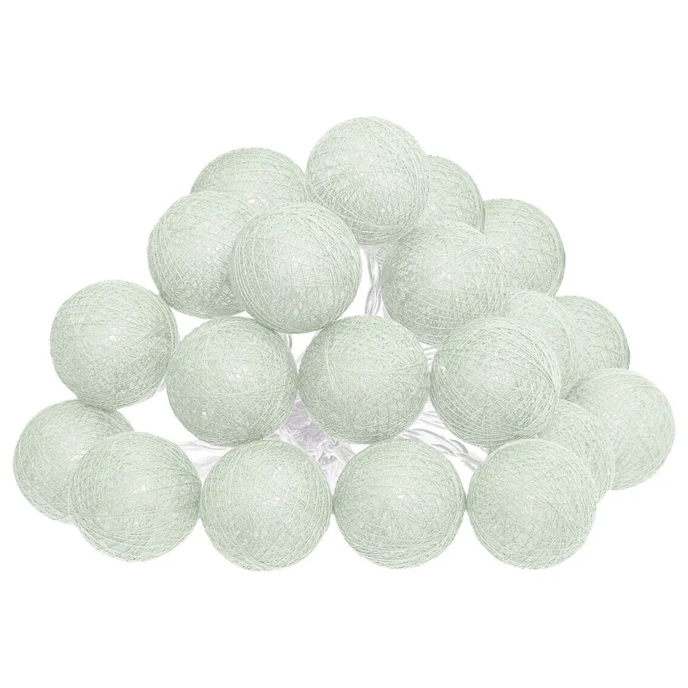 Girlanda cotton balls 20 lampek LED seledynowa