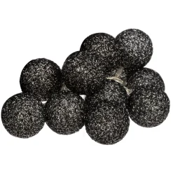Girlanda Cottonballs czarne brokatowe 10 lampek LED