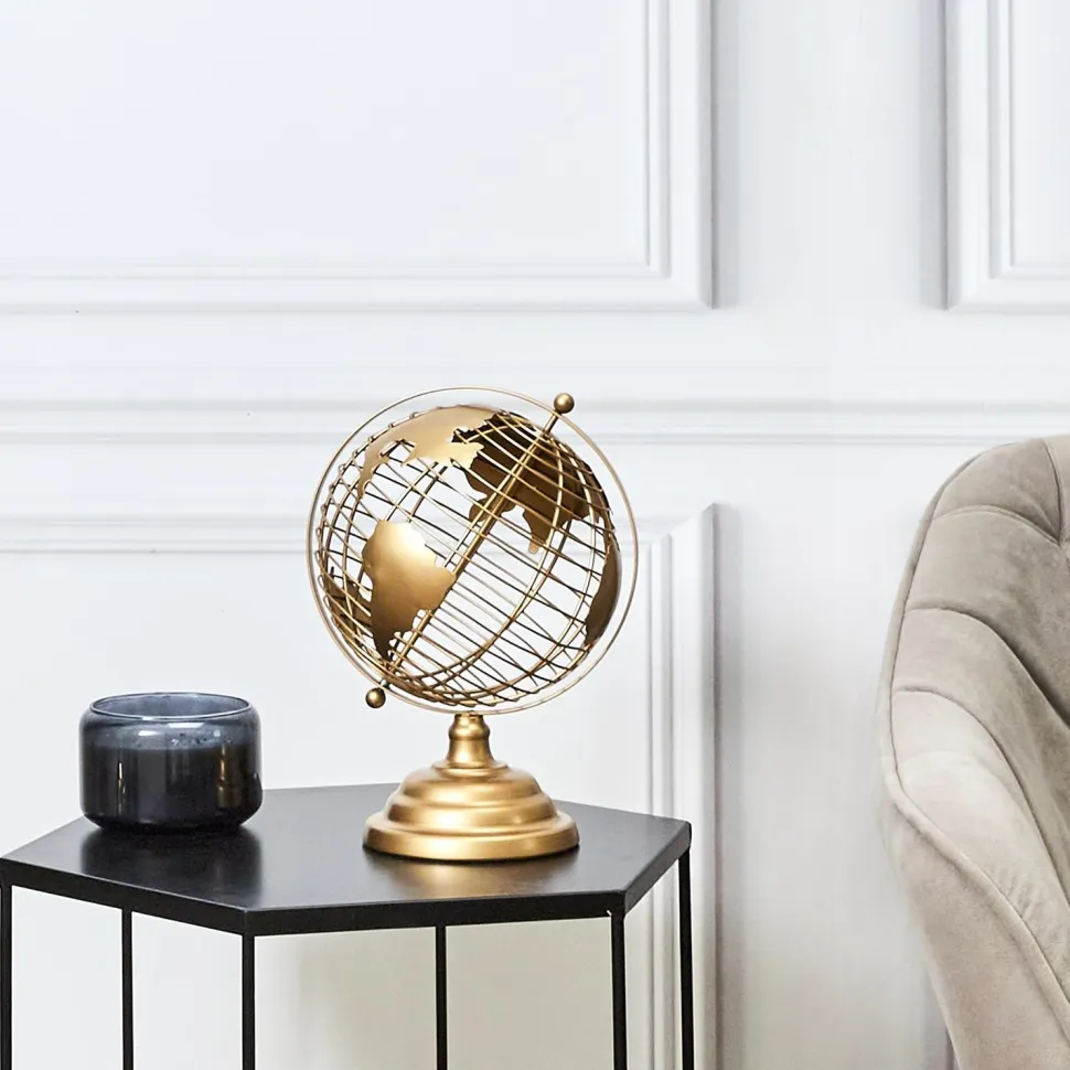 Globus metalowy złoty 28cm