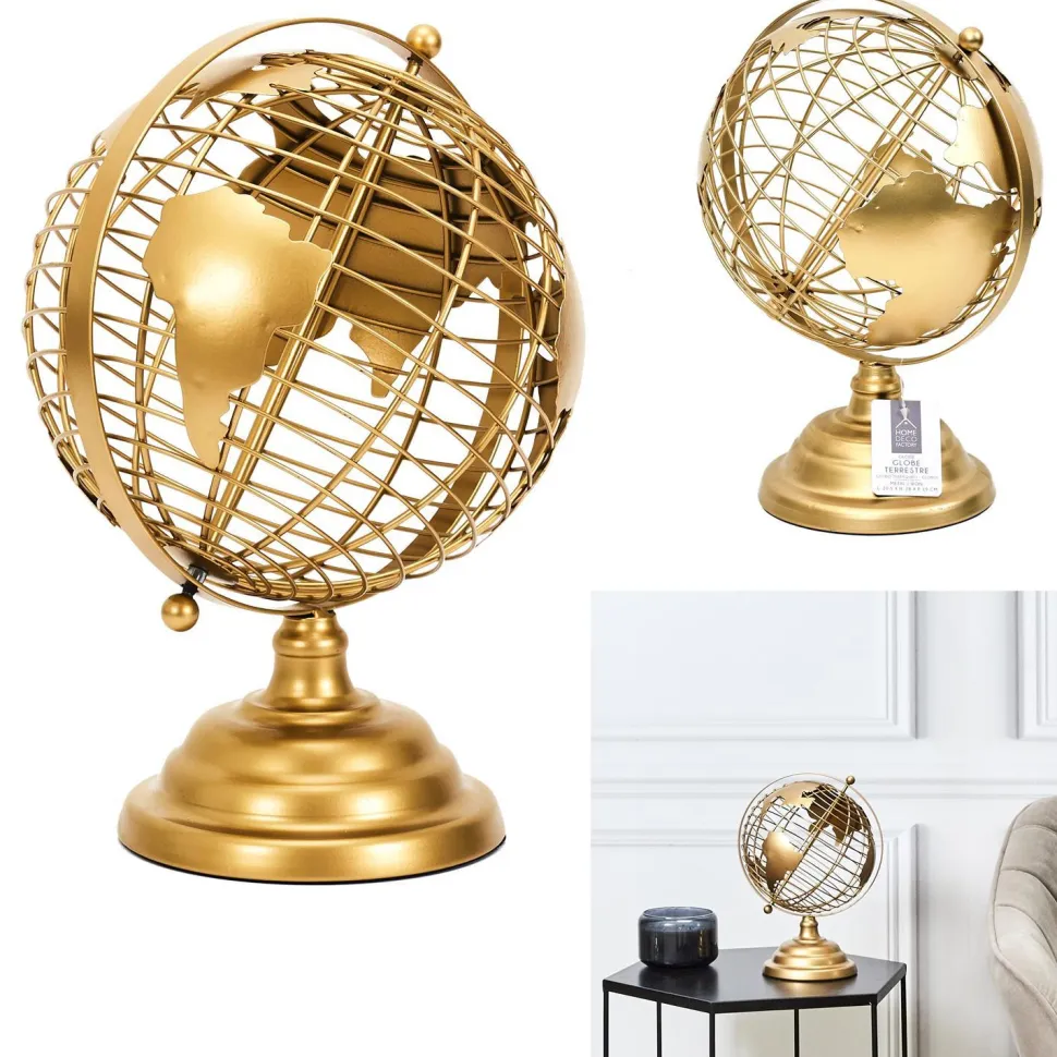 Globus metalowy złoty 28cm