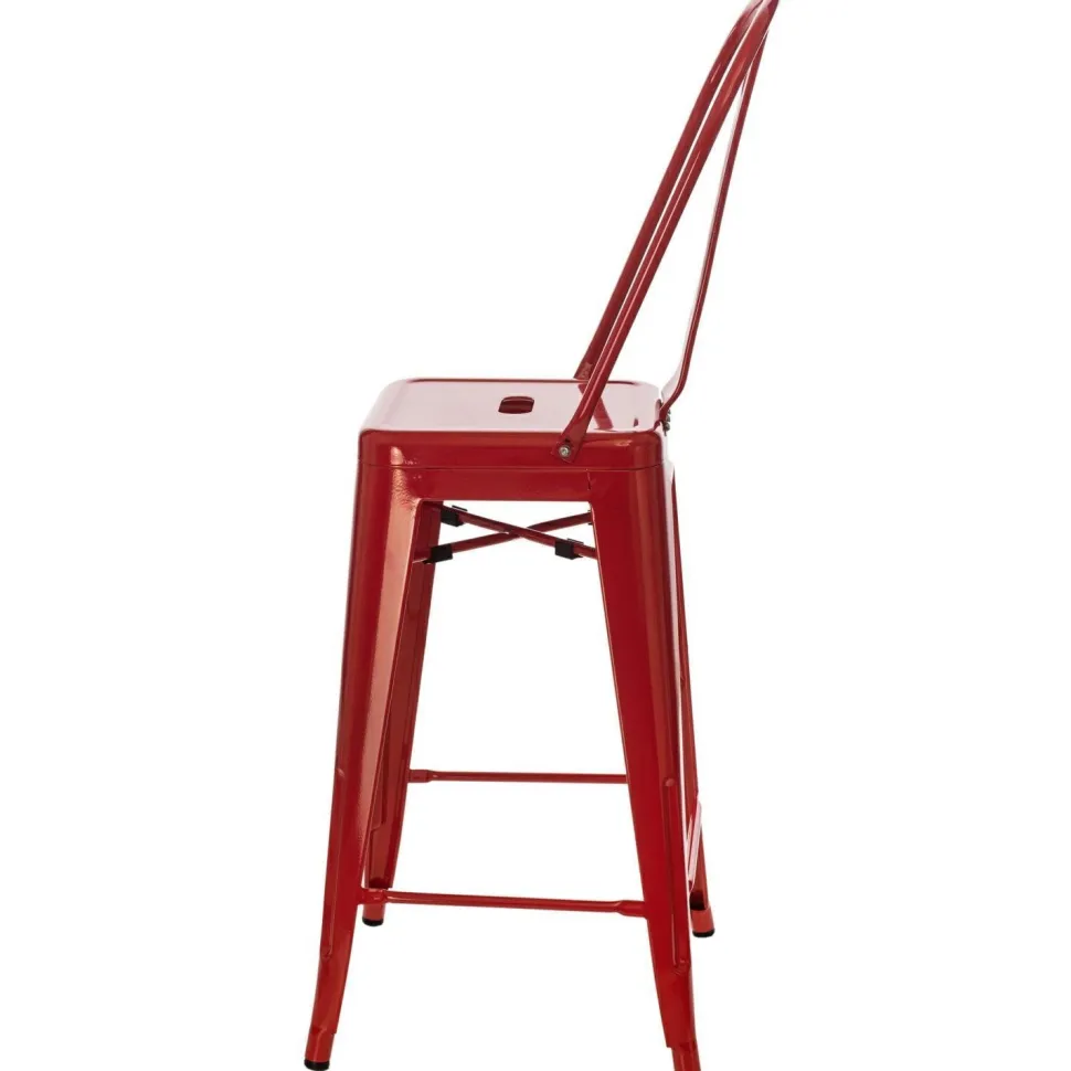 Hoker Paris Back 66cm czerwony inspirowany Tolix