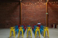 Hoker Paris Back Short 75cm metaliczny insp. Tolix