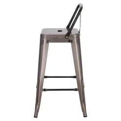 Hoker Paris Back short 66cm metaliczny insp. Tolix