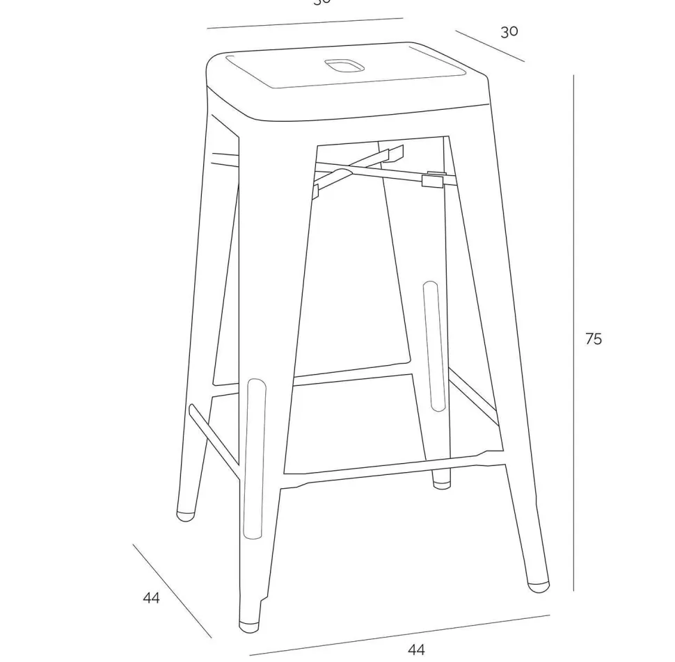 Hoker Paris 75cm. czarny insp. Tolix