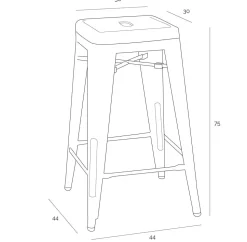 Hoker Paris 75cm. niebieski insp. Tolix