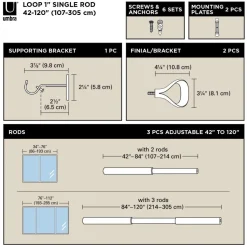 Karnisz Loop 107-305 cm nikiel