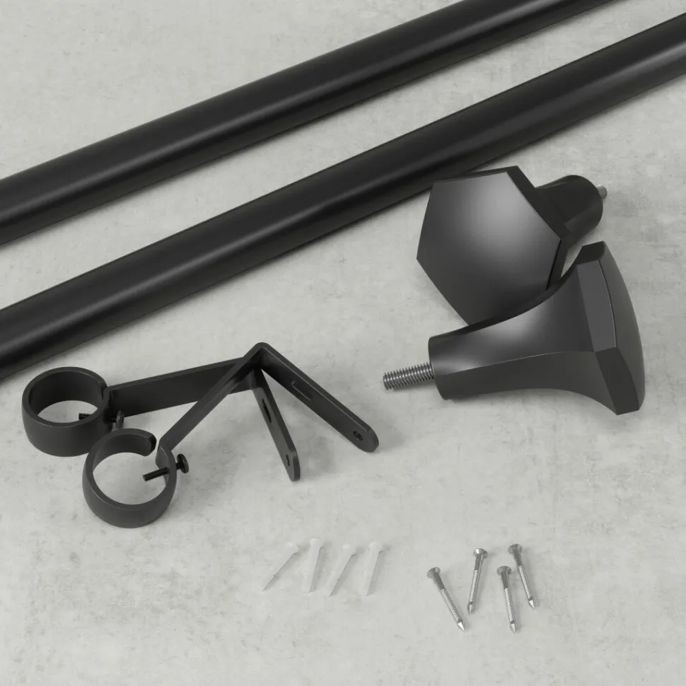 Karnisz Sita 91-183cm czarny mat