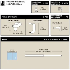 Karnisz Twilight 168-366cm nikiel do zasłon zaciemniających