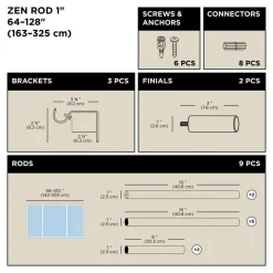 Karnisz Zen 162-325cm nikiel