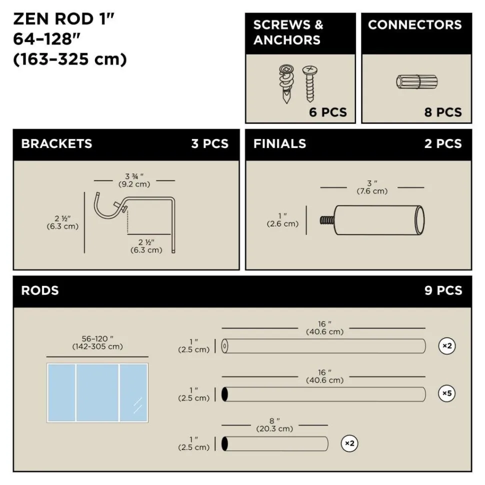 Karnisz Zen 162-325cm nikiel