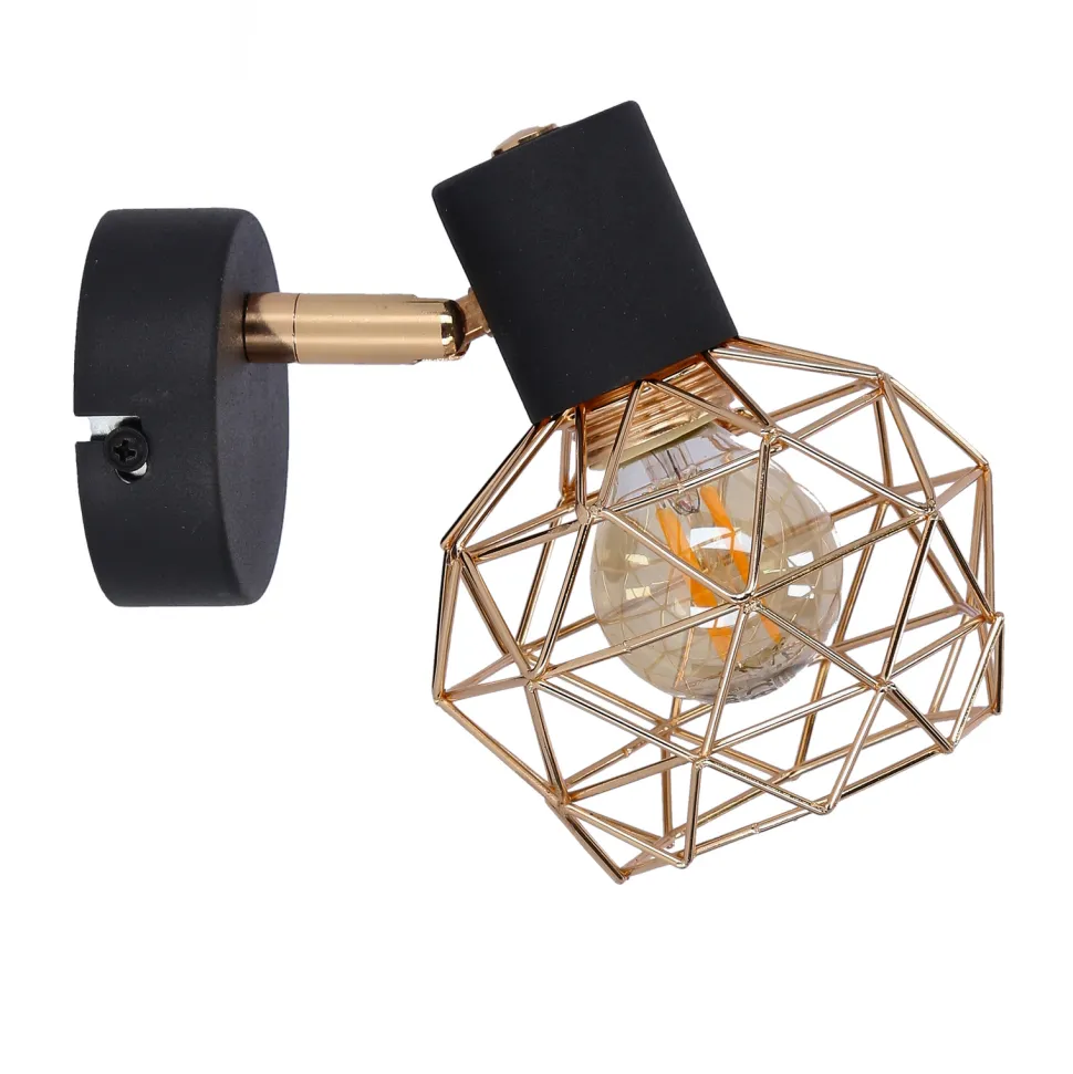 Kinkiet Acrobat 1x40W E14 czarny klosz złoty