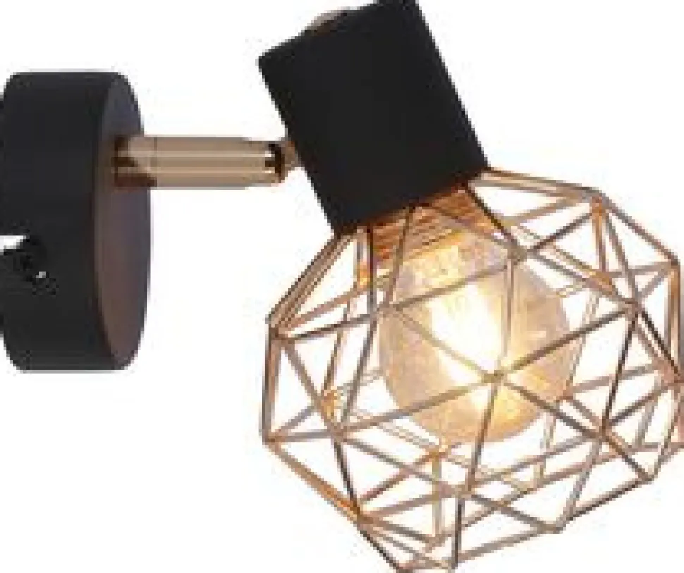 Kinkiet Acrobat 1x40W E14 czarny klosz złoty