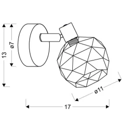 Kinkiet Acrobat 1x40W E14 czarny klosz złoty