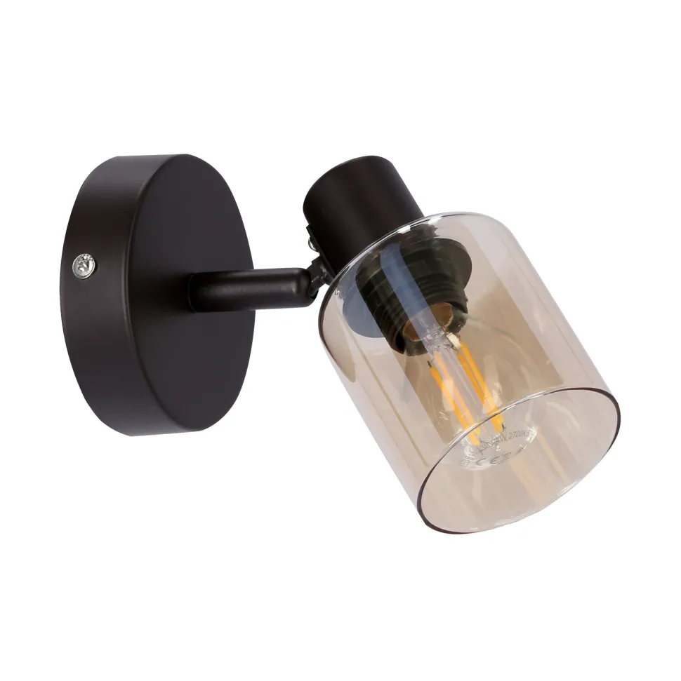 Kinkiet Agra lampa brunatny 1x40W E14 klosz bursztynowy